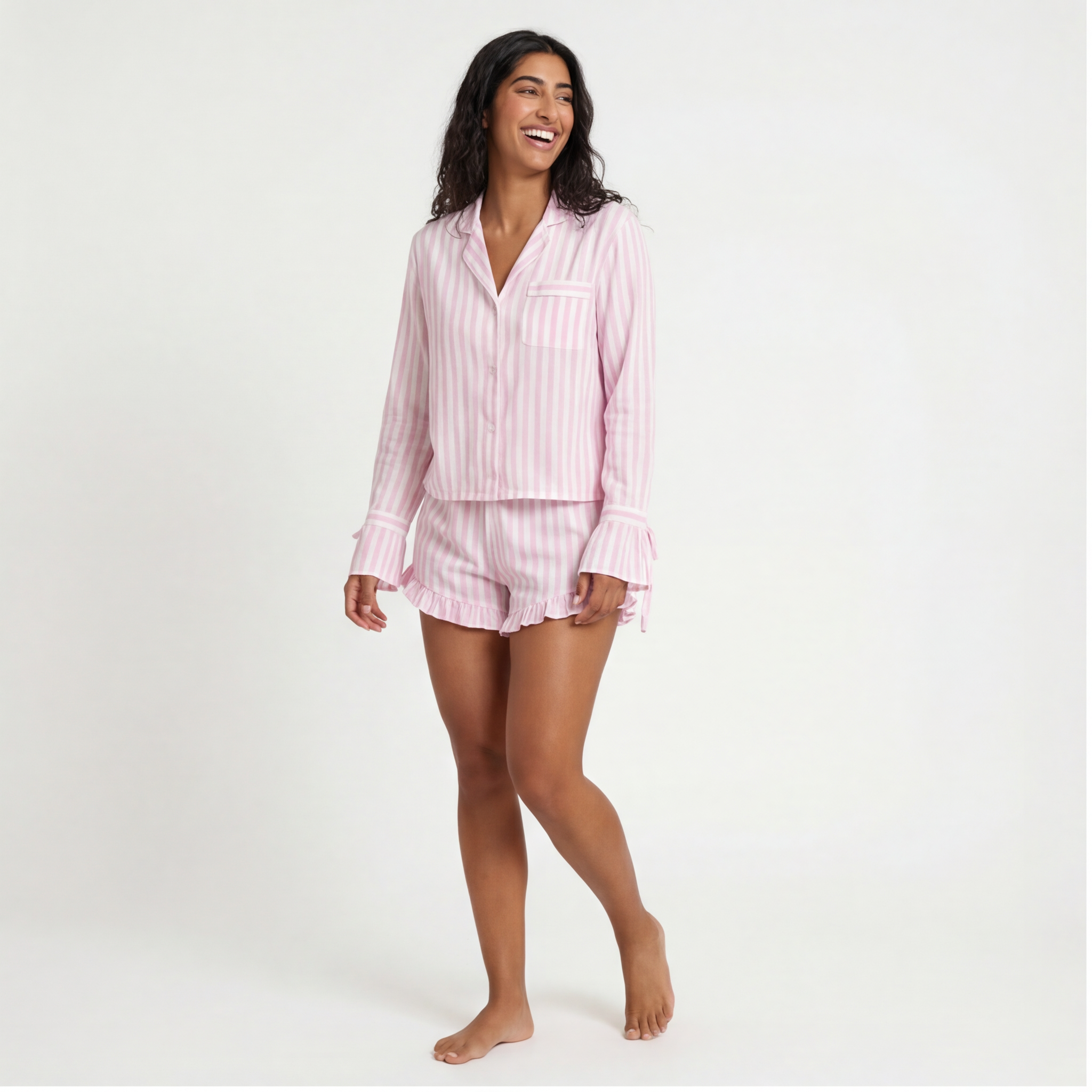 Rosé · Striped Cotton Short Set