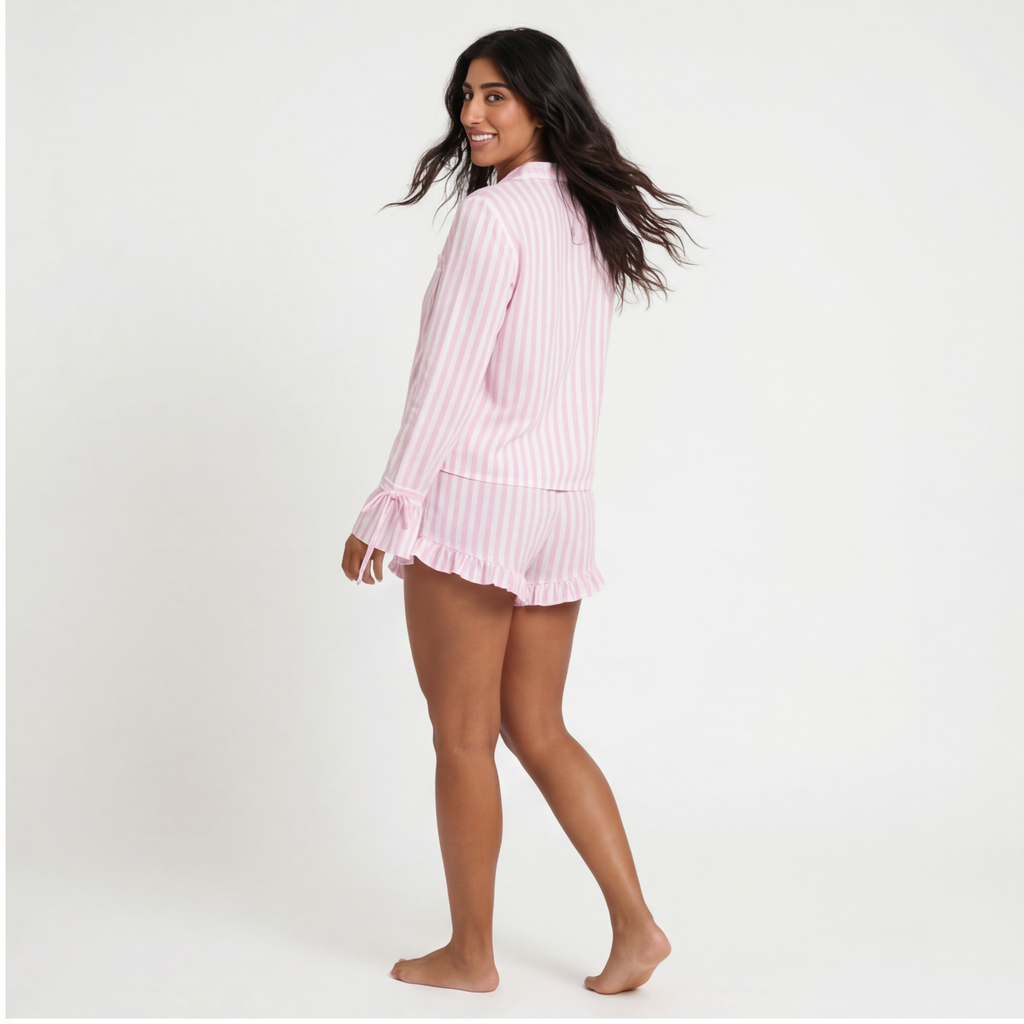 Rosé · Striped Cotton Short Set