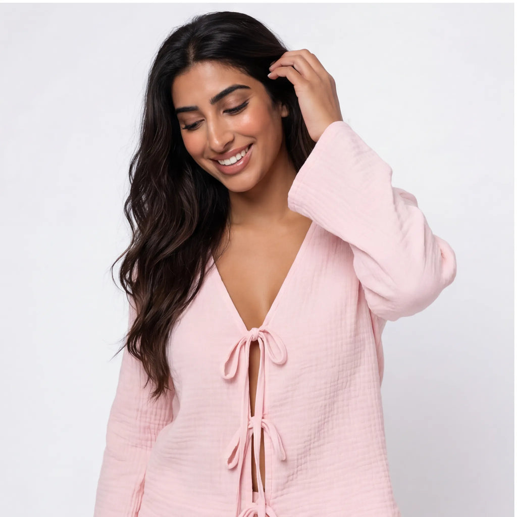 Blush muslin cotton pajama set