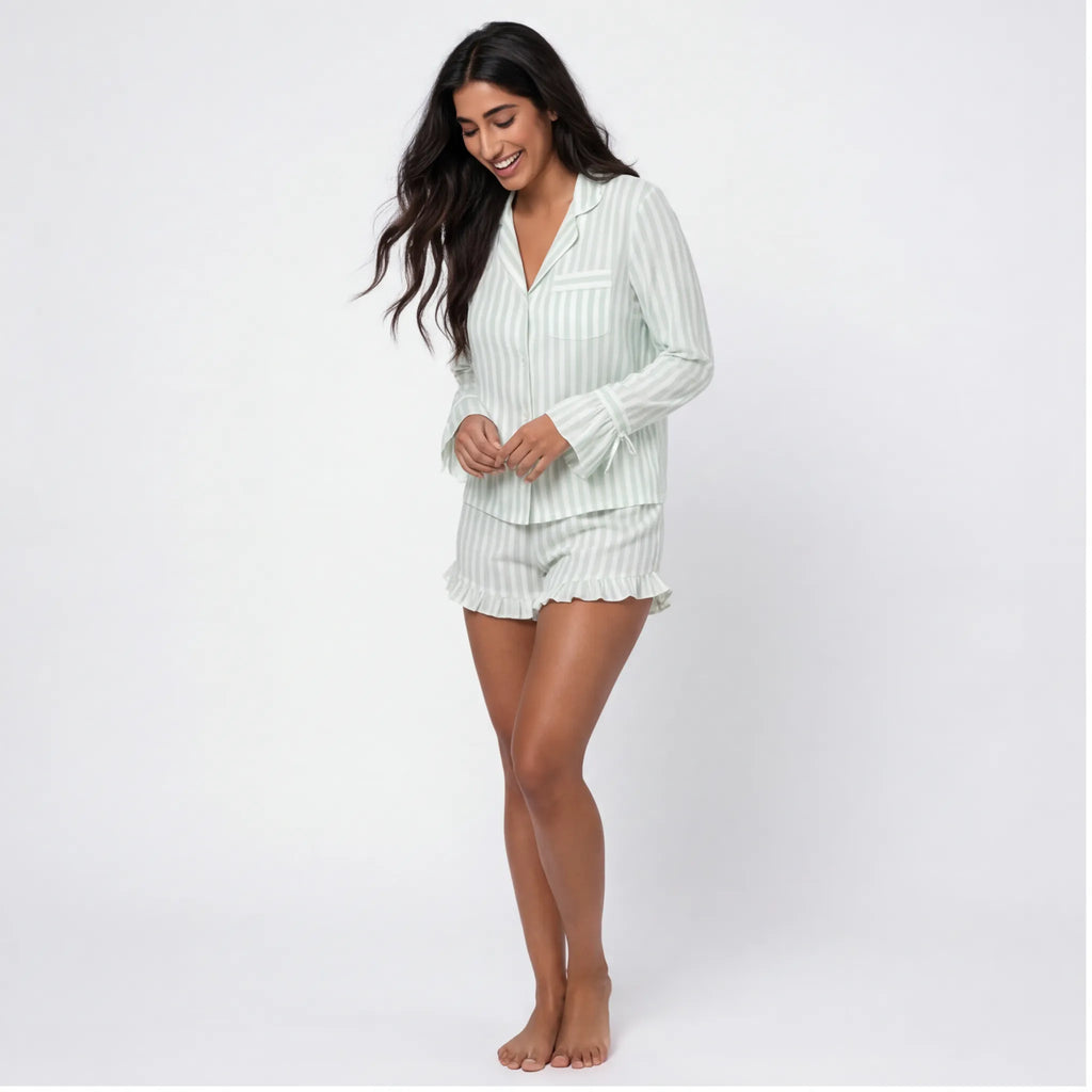 Mint · Striped Cotton Short Set