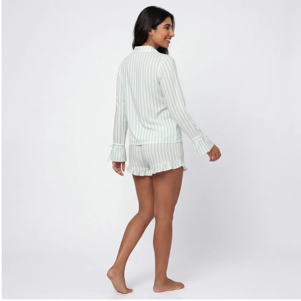 Mint · Striped Cotton Short Set