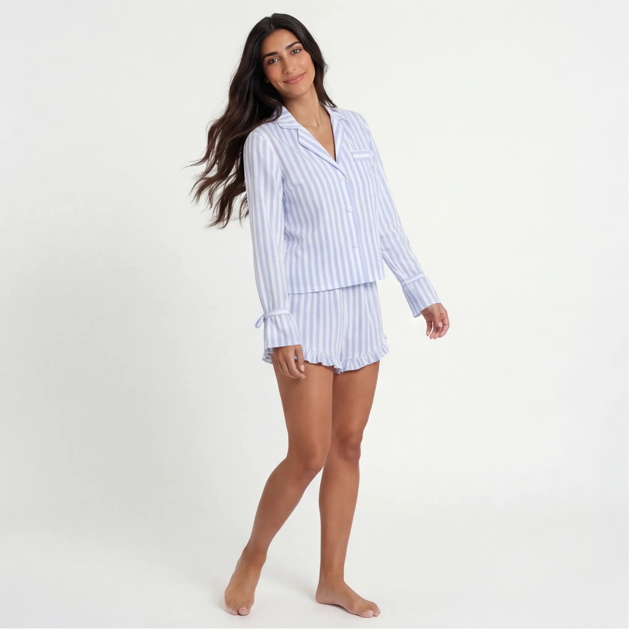 Powder Blue · Striped Cotton Short Set