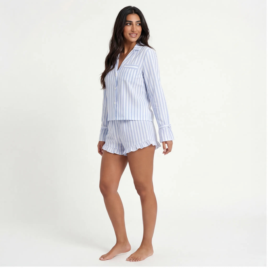 Powder Blue · Striped Cotton Short Set