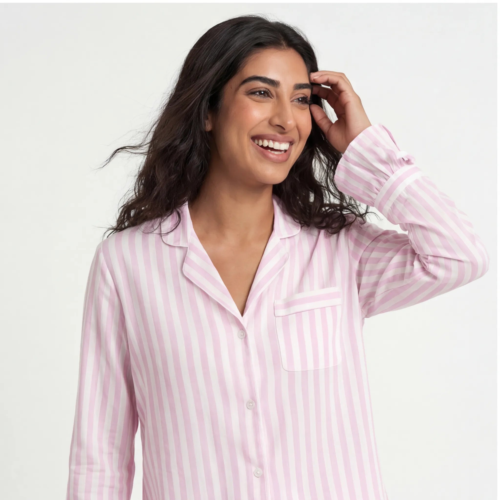 Rosé striped cotton short pajama set